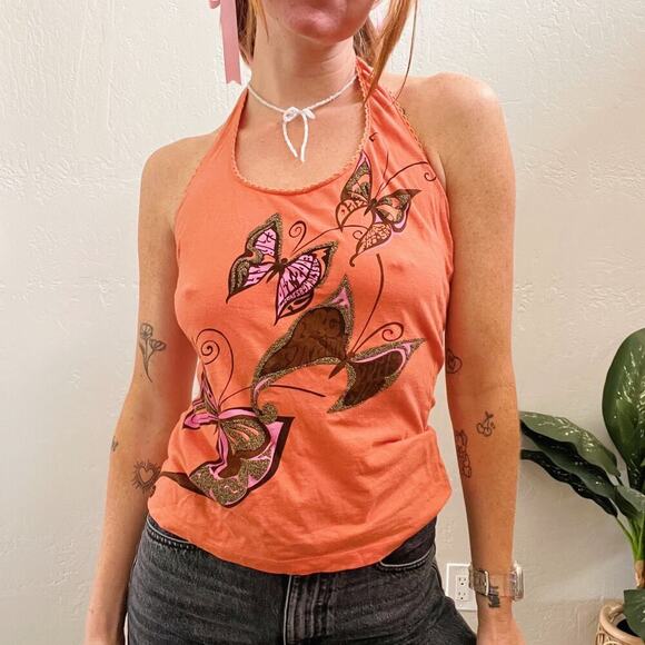 Vintage/Y2K Dolce & Gabbana Orange Printed Halter Top - Picture 5 of 8